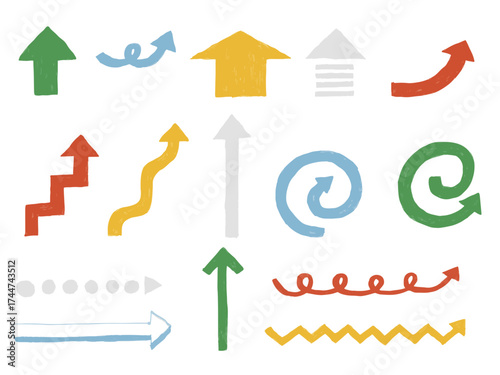 手描きあしらいセット　矢印　カラフル　色鉛筆