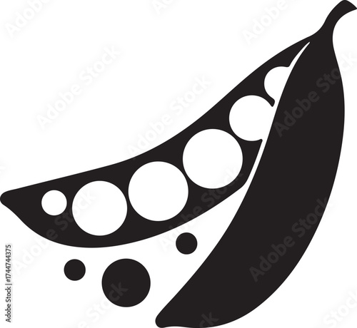 Pea Pod Icon Silhouette of Peas in a Pod Fresh Produce