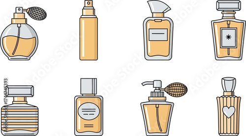 Perfume bottles collection vector illustration design set