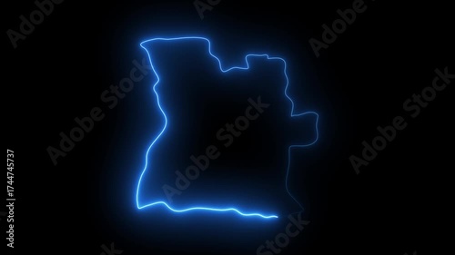 Neon outline of Australia on black background