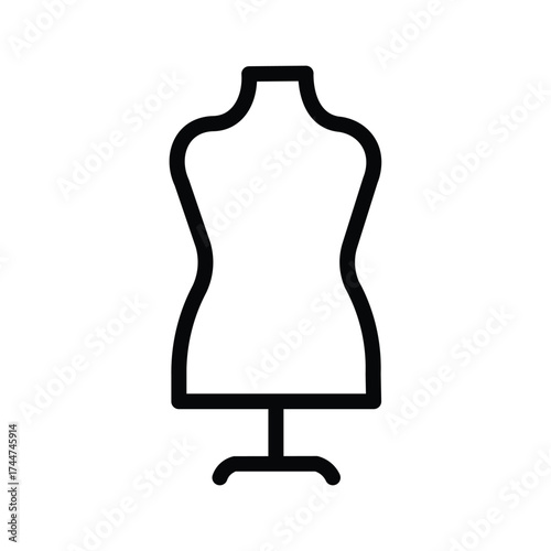 Tailor mannequin line icon, fashion design and dressmaking symbol, simple outline style on white background