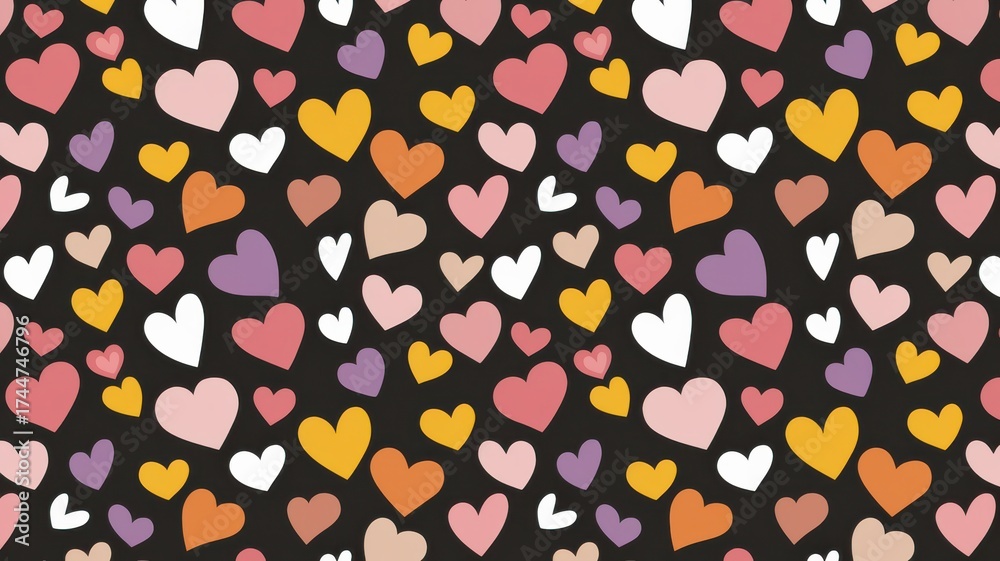 Fototapeta premium Vibrant Heart Pattern Background with Soft Colors and Playful Design Perfect for Celebrations and Romantic Themes
