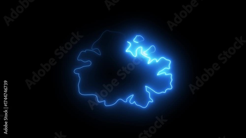 Glowing neon Antigua map