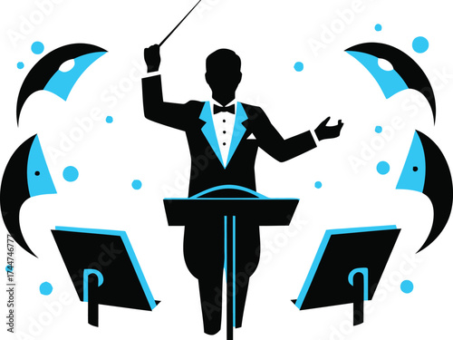 Orchestra conductor music concert symphony performance stage