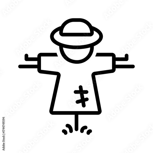 Vector black line icon for Scarecrow