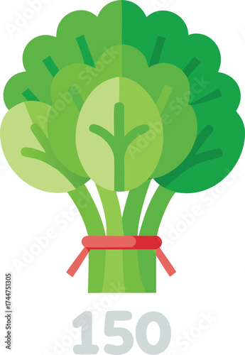 Detailed vector illustration of a fresh bundle of green leafy vegetables tied with twine