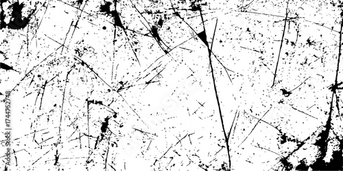 Vintage grungy metal wall texture pattern with black ink splatter art