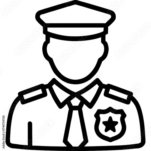 Bailiff badge uniform security outline icon vector