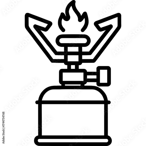 Portable camping stove outline icon vector