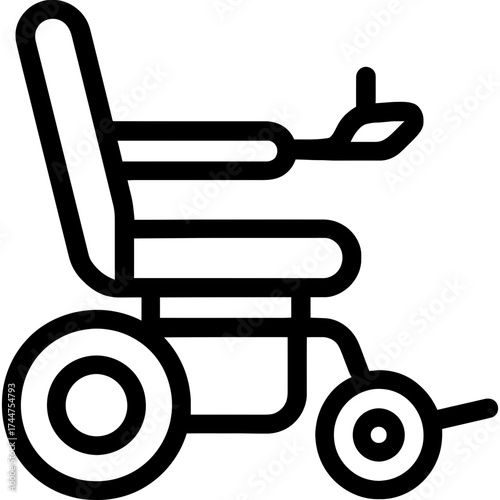 Electric wheelchair outline icon vector