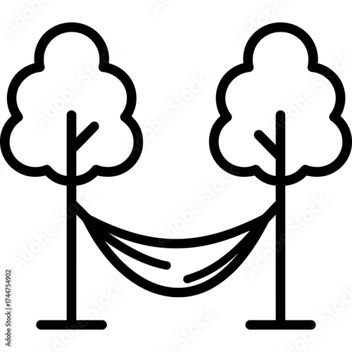 Camping hammock outline icon vector