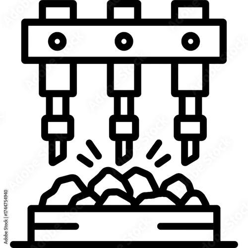 Stamp mill ore crushing outline icon vector