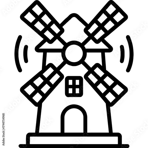 Windmill structure outline icon vector