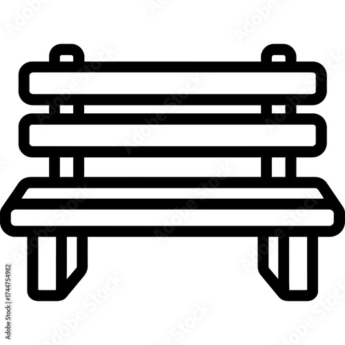 Public bench park seating outline icon vector