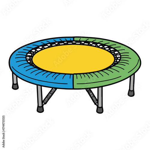 Colorful Mini Trampoline with Blue and Green Safety Pad