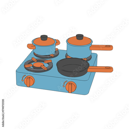 Colorful Toy Gas Stove with Pots and Pan Set