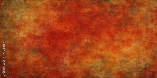 An old, rusty metal background with grunge texture, orange and red paint gives a hot, vintage feel