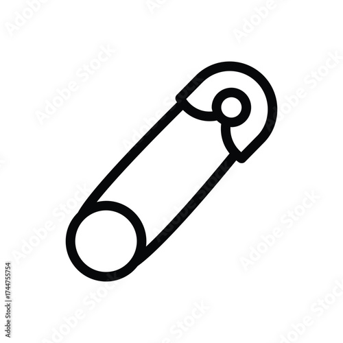 Safety pin line icon, sewing and clothing accessory symbol, simple outline style on white background