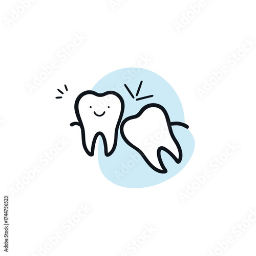 Wisdom tooth. The tooth is growing at an angle, under the surface, linear icon. Malocclusion. Wisdom tooth problem. Contour symbol. Vector isolated outline drawing.

