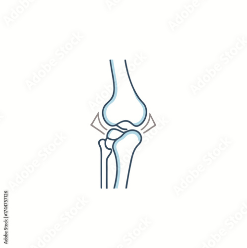 Bone joint.Human Knee Bone Joint Line Icon. Bone Joint Outline Icon. Orthopedic Health. Anatomy Leg Skeleton Linear Pictogram. Arthritis, Osteoporosis Illness vector image.

