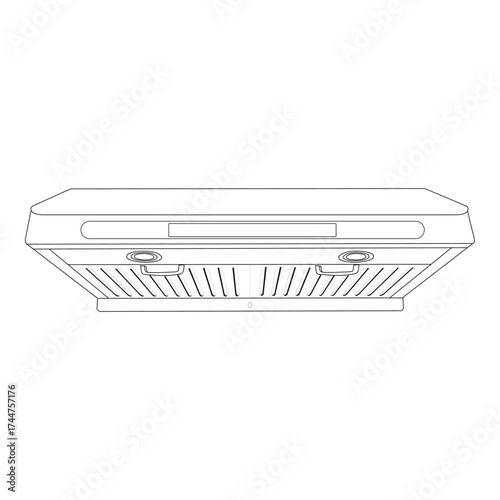 Kitchen Range Hood Under Cabinet Extractor Fan Line Art Vector
