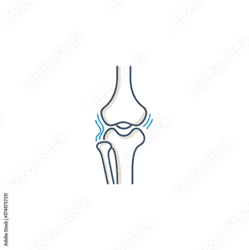 Bone joint.Human Knee Bone Joint Line Icon. Bone Joint Outline Icon. Orthopedic Health. Anatomy Leg Skeleton Linear Pictogram. Arthritis, Osteoporosis Illness vector image.


