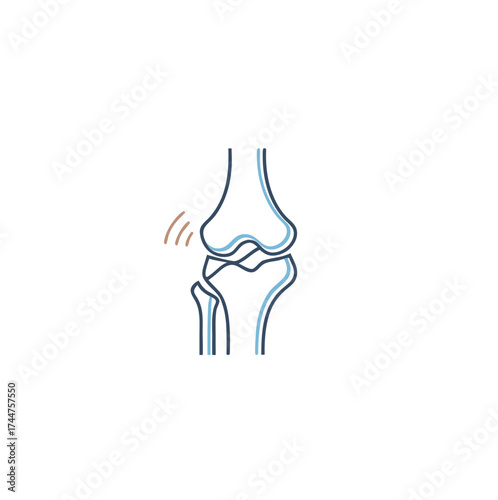 Bone joint.Human Knee Bone Joint Line Icon. Bone Joint Outline Icon. Orthopedic Health. Anatomy Leg Skeleton Linear Pictogram. Arthritis, Osteoporosis Illness vector image.

