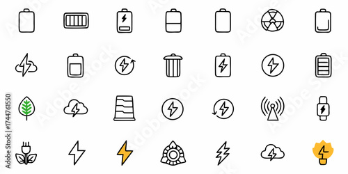 Empower your designs with these dynamic energy and sustainability icons, a modern collection perfect for websites, apps, and presentations needing a vibrant tech feel