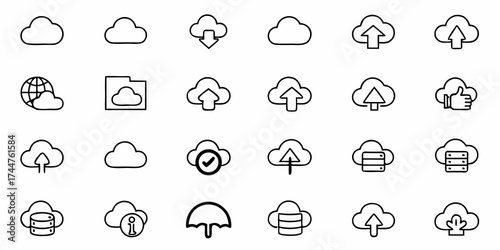 Streamline Your Tech with Cloud Computing Icons for Seamless Data Management and Innovative Solutions, Perfect for Modern Business & Technology Projects