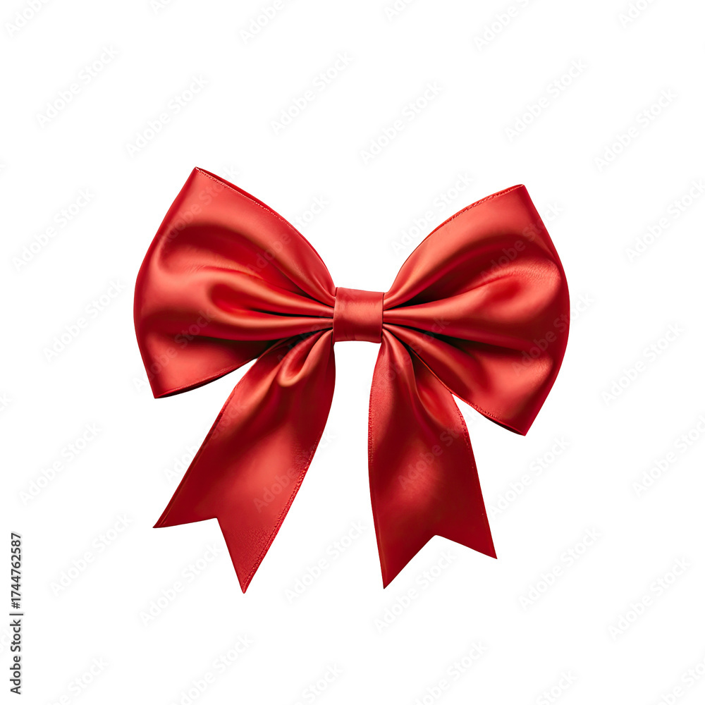 Fototapeta premium Red satin bow with delicate details on a black background