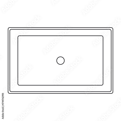 Rectangular Single-Bowl Kitchen Sink Top View Line Art Vector