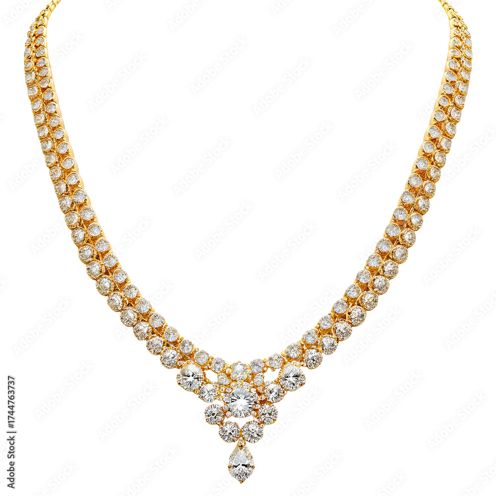 Obraz premium Elegant gold necklace with sparkling stones, classic and timeless style