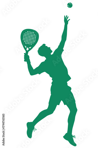 Padel Tennis. Silhouette of a man paddle tennis player. Padel. Pop Tennis.