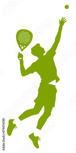 Padel Tennis. Silhouette of a man paddle tennis player. Padel. Pop Tennis.