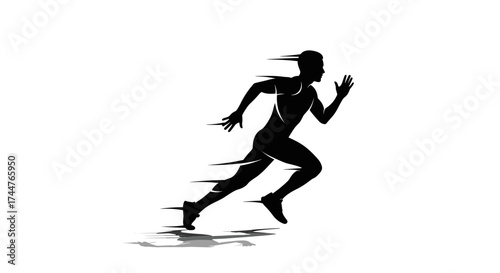 The athletic silhouette of a person running at high speed with motion blur effects.