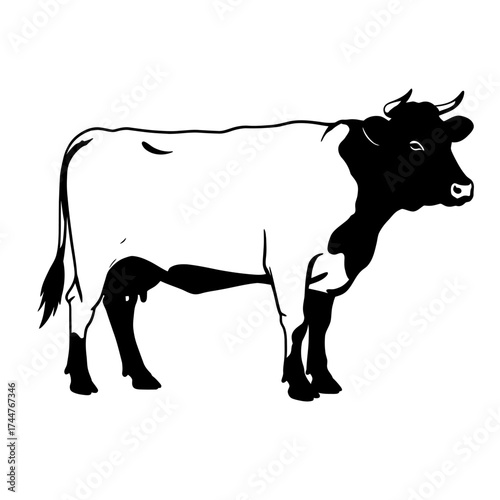 black and white bull