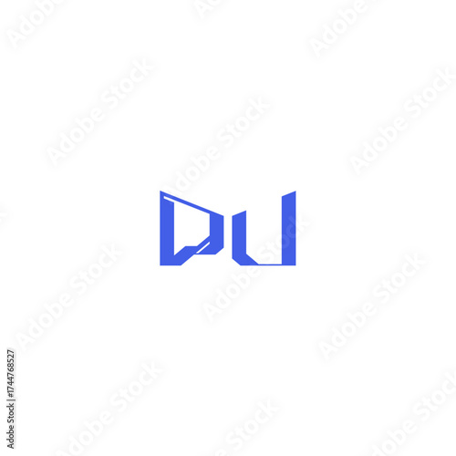 monogram initial logo design square concept abstract PU techno geometric style letter