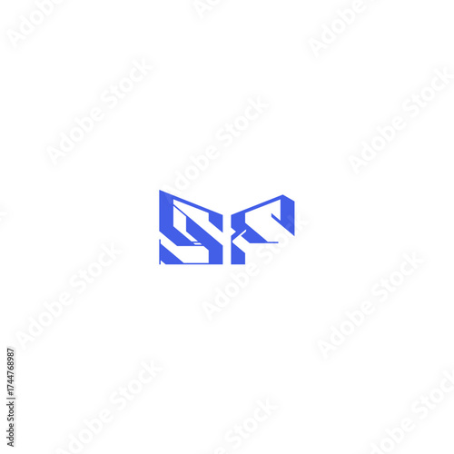 monogram initial logo design square concept abstract SF techno geometric style letter