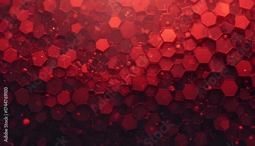 Abstract Modern Red Honeycomb Pattern with Futuristic Texture