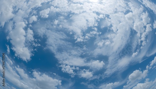 Panoramic Sky with Soft Cirrus Clouds on a Bright Sunny Day for Natural Scenic Backgrounds