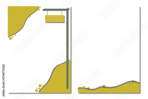 Modern abstract graphic design template with blank sign and copy space.