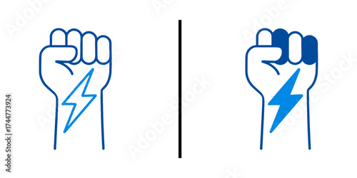 Power Fist: A conceptual illustration depicting a fist with a lightning bolt, a symbol of power and energy. It evokes themes of strength and electrical themes.