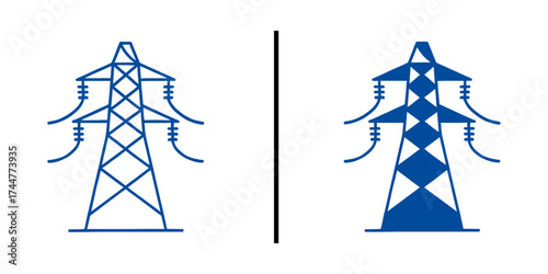 Electricity Pylons: Modern and minimalistic representation of power transmission towers, symbolizing infrastructure and the flow of energy.