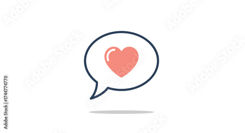 A speech bubble containing a heart indicating a message of love or affection.