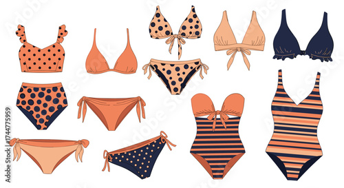A vibrant collection of stylish swimwear for beach days.