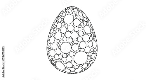 Abstract geometric patterned egg design with numerous circles.