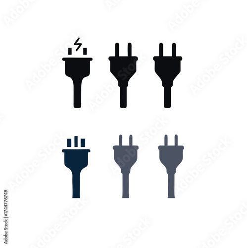electric plugs on white, vector. Silhouette.

