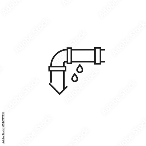 Leaked pipe. Damaged pipe. water flows from iron pipes. Water dripping as droplets from leakage. Fix pipe, Plumber icon flat vector illustration isolated on white background. Flat trendy icon

