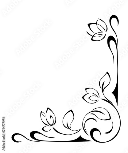 decorative corner design with floral pattern and curls