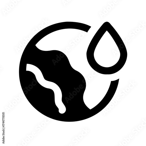 An icon of a world with a water drop